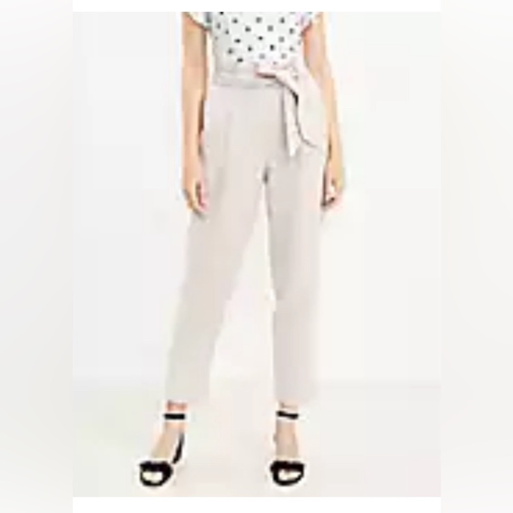 Loft tan paper bag trouser